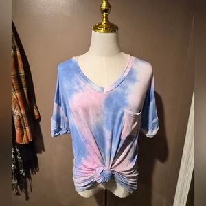 Pink And Blue Tie Dye Shirt